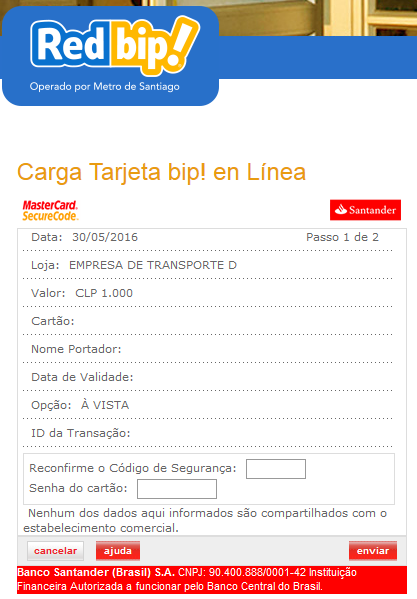 Tarjeta Bip!