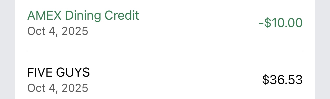stacking amex gold five guys